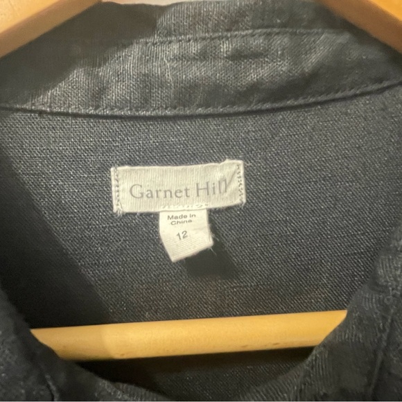 47-Garnet Hill 100% Linen Shirtdress Black Sleeveless Lagenlook Coastal Size 12 - Picture 4 of 8